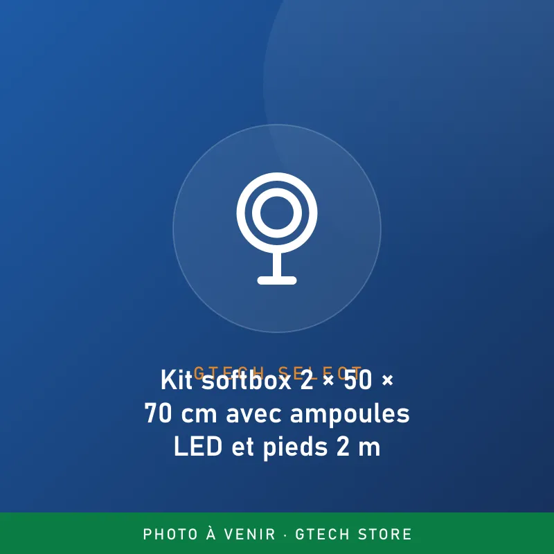 Kit softbox 2 × 50 × 70 cm avec ampoules LED et pieds 2 m