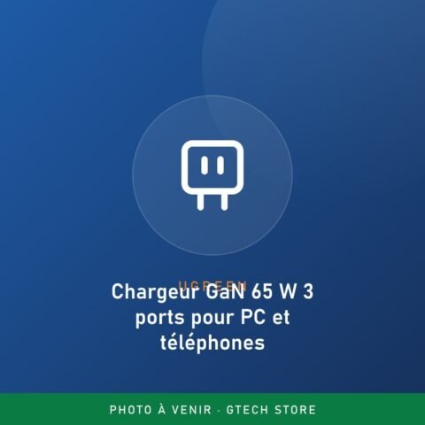 Chargeur GaN 65 W 3 ports pour PC et téléphones