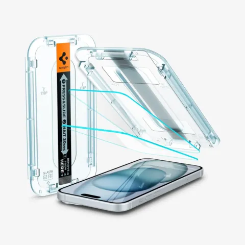 Verre trempé 9H iPhone 15 avec guide de pose