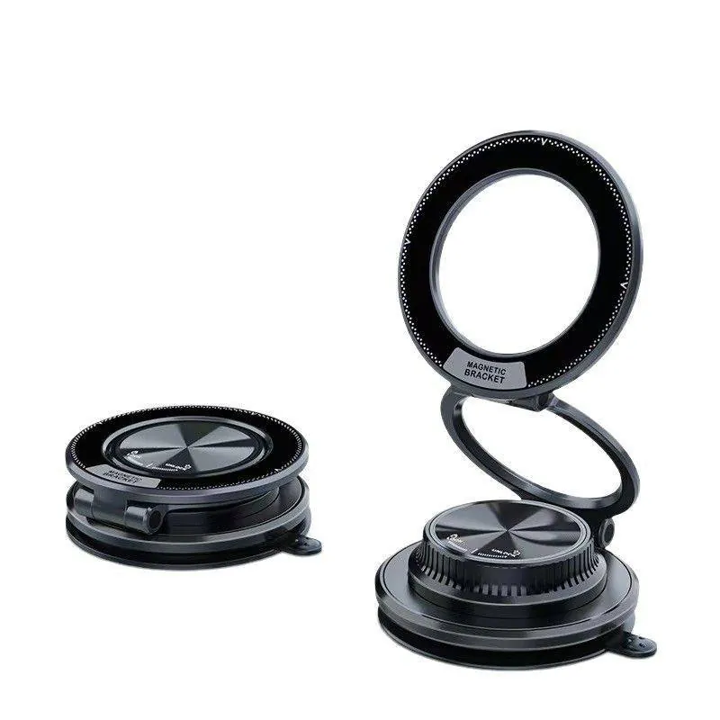 Magnetic Suction Cup Phone Holder for Car and Home, Foldable Ring, Twist Lock