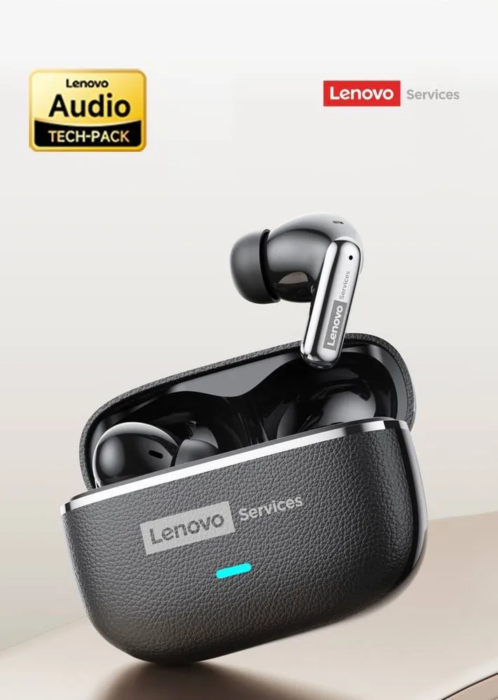 Écouteurs sans fil Lenovo LE208, Bluetooth 6.0, boîtier effet cuir, jusqu’à 36 h d’autonomie