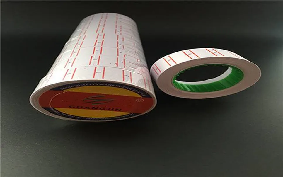 Rouleau d’étiquettes de prix 21 × 12 mm pour étiqueteuse MX-5500 EOS, blanc à lignes rouges – Image 2