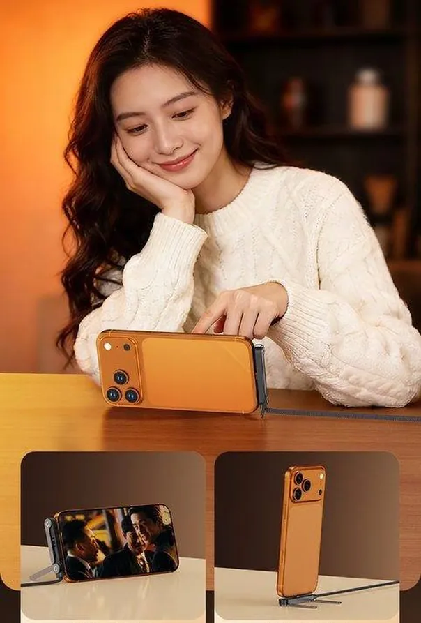 Câble USB-C vers USB-C 240 W à prise coudée et support de téléphone pliable, tressé, 1,5 m – Image 3