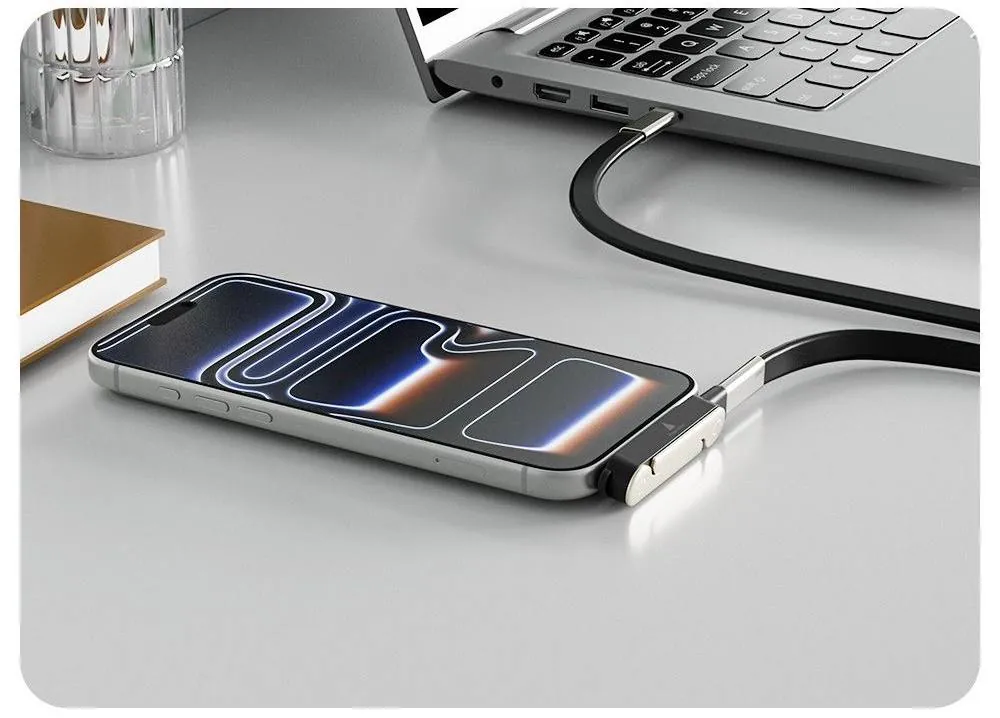 Câble USB-C vers USB-C 240 W à prise coudée et support de téléphone pliable, tressé, 1,5 m – Image 5