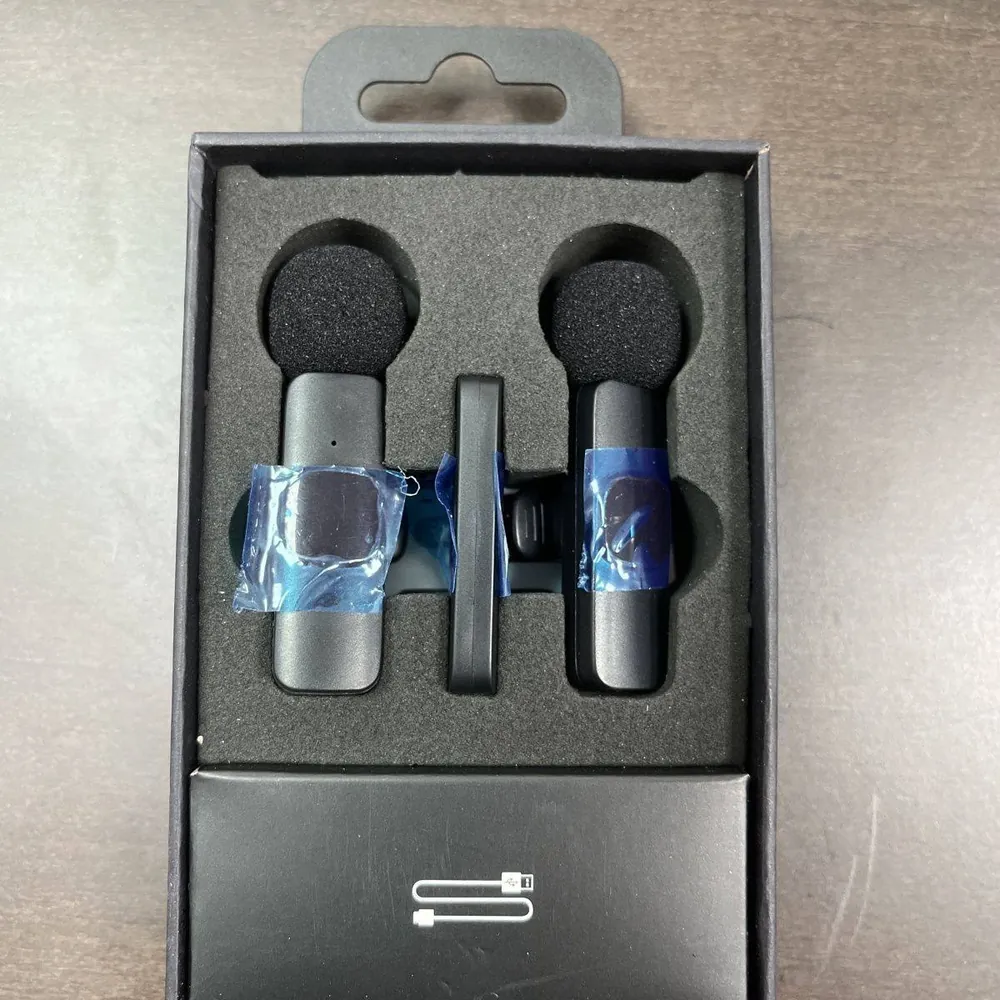 Micro-cravate sans fil K9, 2 émetteurs, récepteur 3 en 1 USB-C, Lightning et jack – Image 2