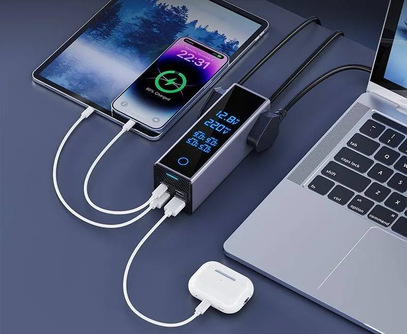 Convertisseur de voiture 300 W 12 V vers 220 V, 4 ports USB et écran - Image 3
