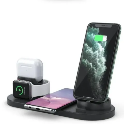 Station de charge 6 en 1 : chargeur sans fil, socle de téléphone, AirPods et Apple Watch
