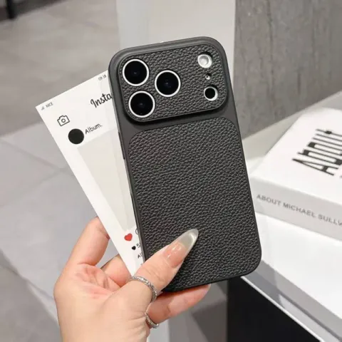 Coque iPhone 11 Pro Max cuir grainé, noire, compatible MagSafe