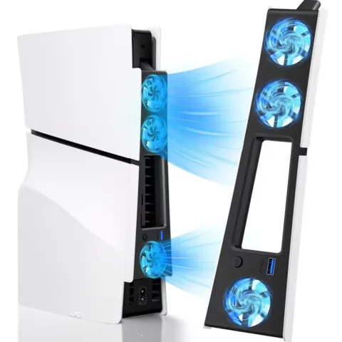 Ventilateur de refroidissement LED pour PS5 Slim, 3 ventilateurs et port USB