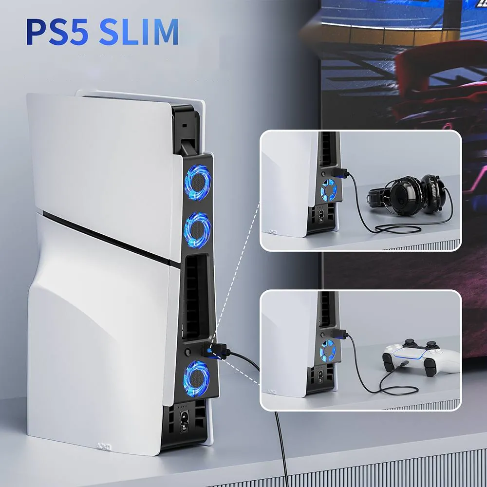 Ventilateur de refroidissement LED pour PS5 Slim, 3 ventilateurs et port USB – Image 2