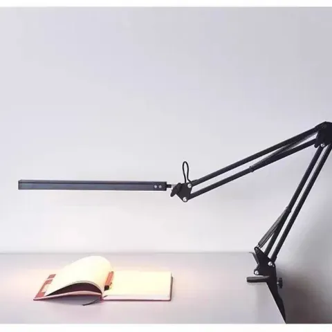Lampe de bureau LED à bras articulé et pince, longue barre lumineuse réglable