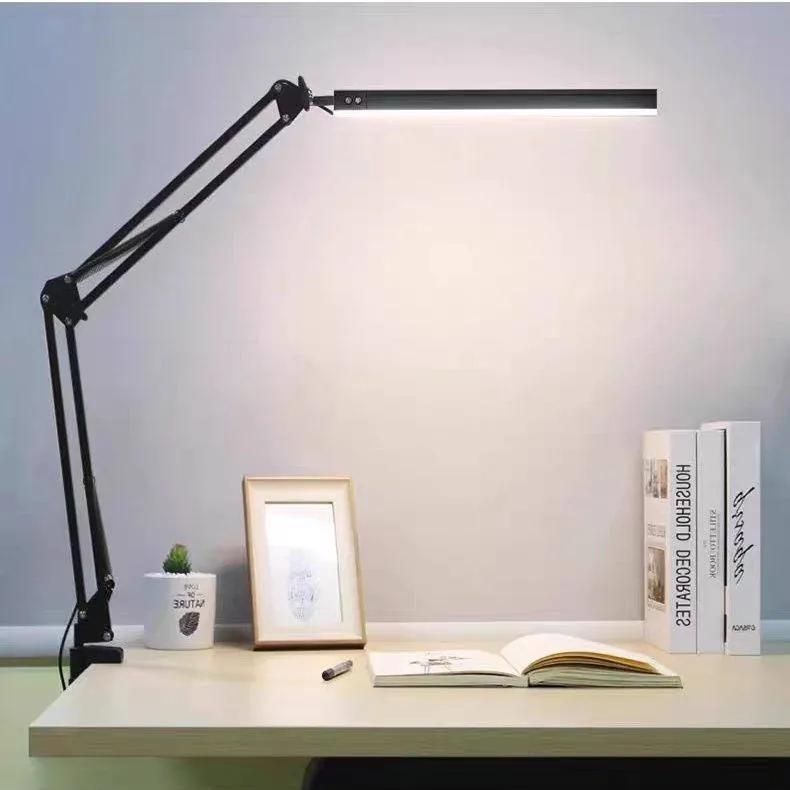 Lampe de bureau LED à bras articulé et pince, longue barre lumineuse réglable – Image 2