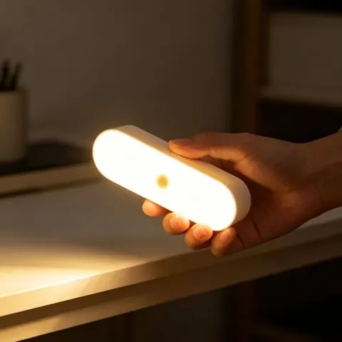 Lampe LED ovale 10 cm à détecteur de mouvement, sans fil, rechargeable, fixation magnétique