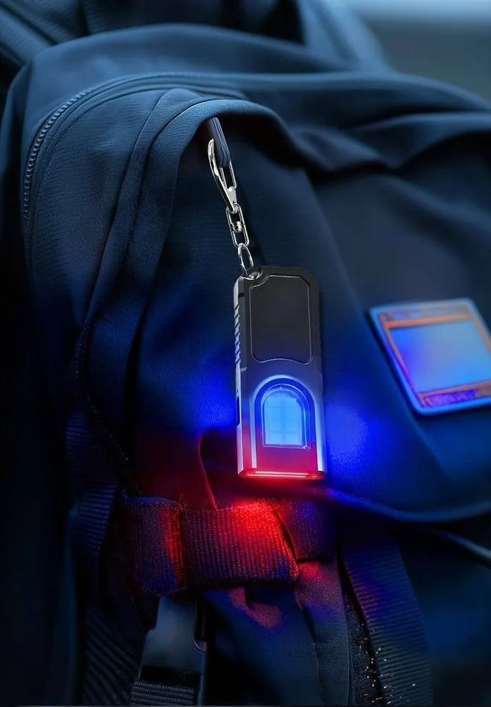 Mini lampe porte-clés LED rechargeable USB-C, 25 g, avec feux rouge et bleu clignotants – Image 3
