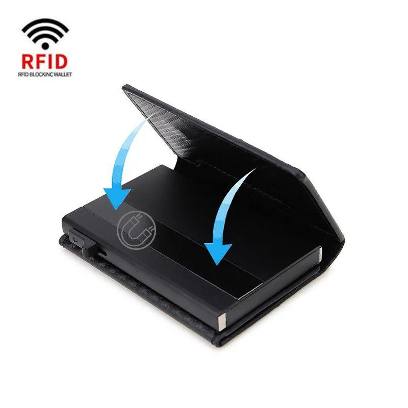 Portefeuille anti-RFID à éjection de cartes, fermeture aimantée, avec traceur Bluetooth compatible iPhone et Android – Image 3