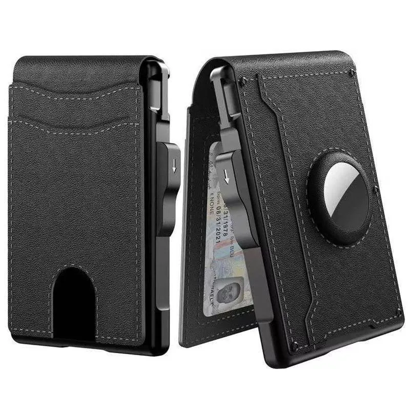 Minimalist Aluminium Pop-Up Card Wallet with Money Clip and Bluetooth Tracker for iPhone and Android
