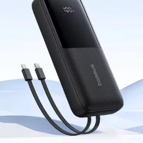 Powerbank Baseus Comet 22,5 W 20 000 mAh, câbles USB-C et Lightning intégrés