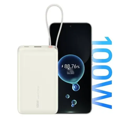 Powerbank Baseus 100 W 20 000 mAh avec câble USB-C tressé intégré