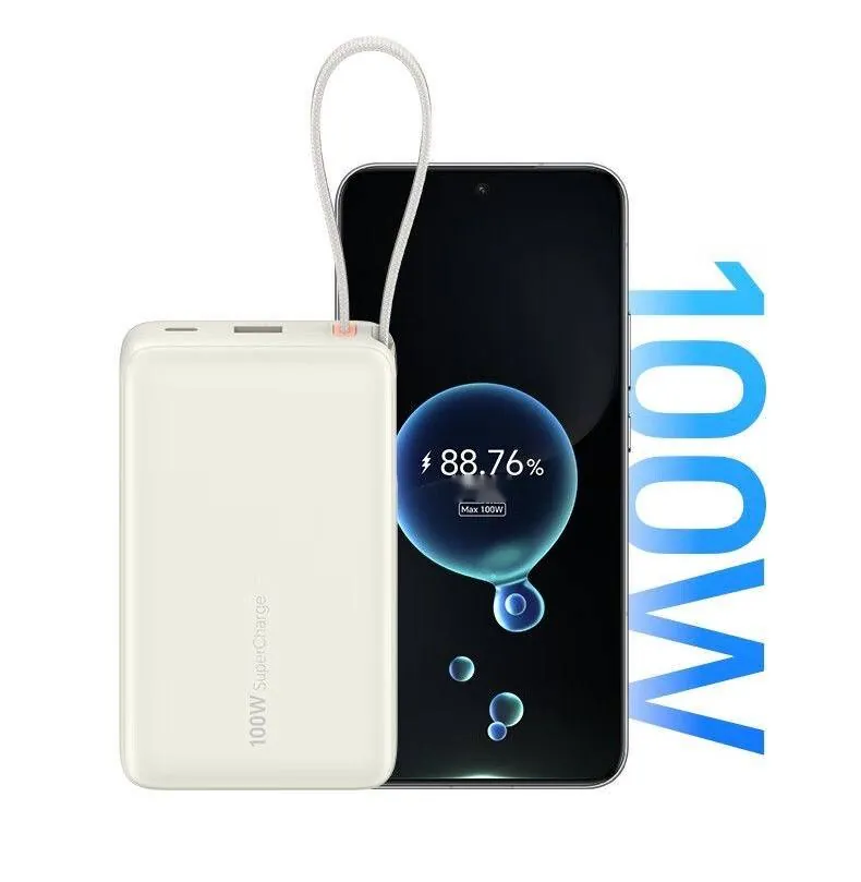 Baseus 100W 20,000mAh Power Bank with Built-in Braided USB-C Cable