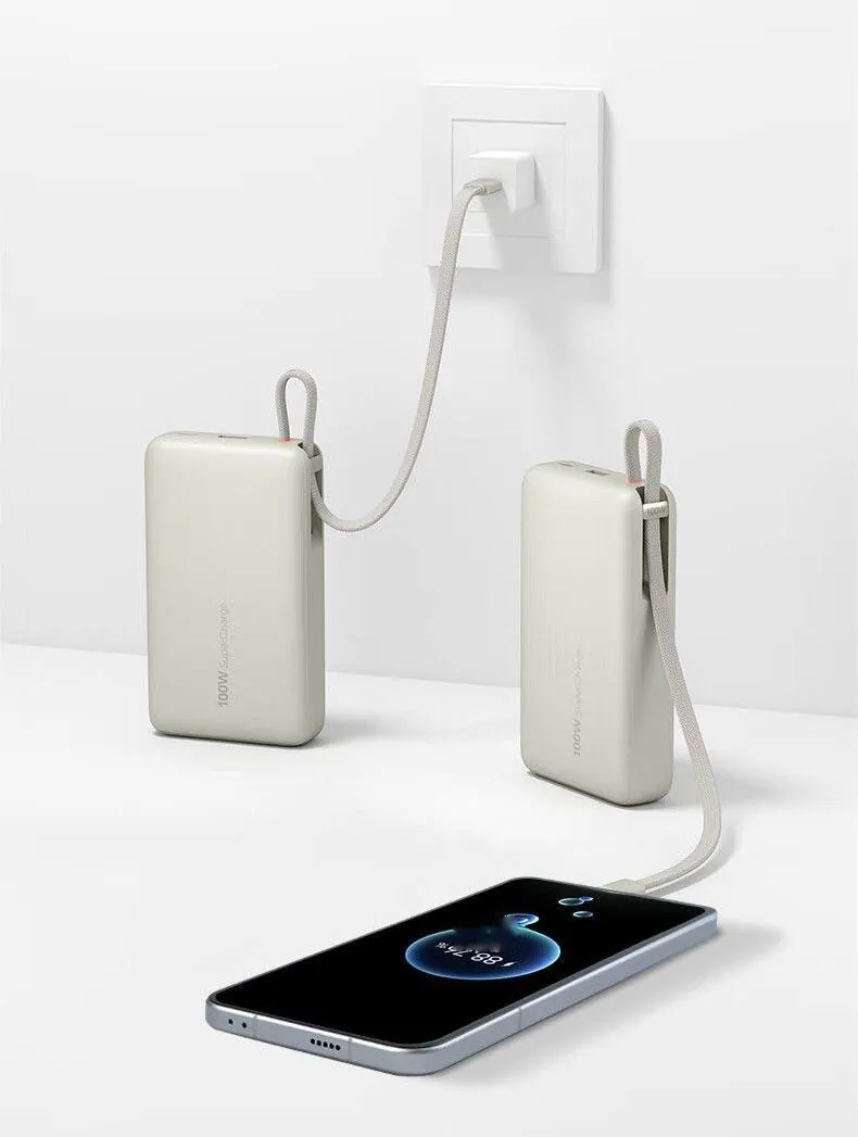 Powerbank Baseus 100 W 20 000 mAh avec câble USB-C tressé intégré - Image 4
