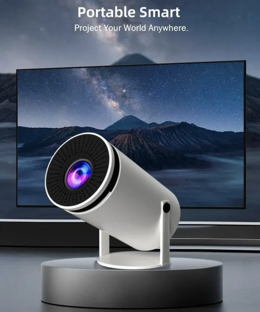Mini vidéoprojecteur rotatif HY200 sous Android, WiFi 6, applications intégrées et télécommande – Image 4