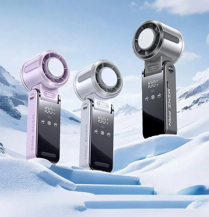 Mini ventilateur de poche turbo S13 à plaque rafraîchissante, 100 vitesses, écran, pliable, rechargeable USB-C – Image 2